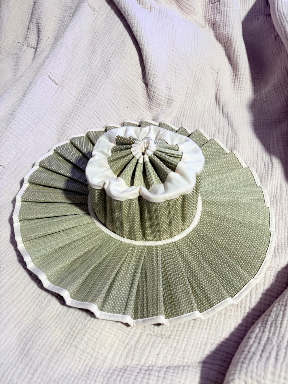 Kathy Hilton x Lorna Murray Pleated Wide-Brim Sun Hat in light baby pink detail